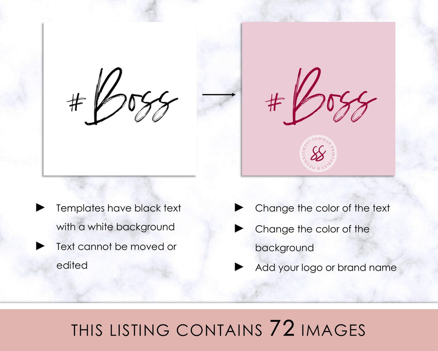 Boss Lady Instagram Post Templates, Motivational Instagram Posts, Boss Lady Editable Posts, Instagram DIY Editable Boss Lady Template - Sweet Summer Designs