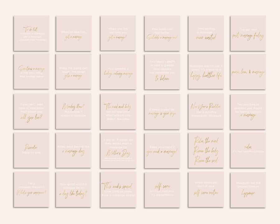 65 Massage Therapist Instagram Posts - Blush & Gold - Sweet Summer Designs