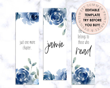 Bookmark - Blue Floral - Sweet Summer Designs