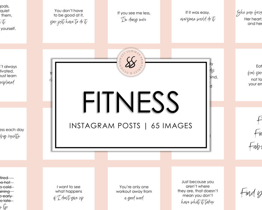 65 Fitness & Health Instagram Posts - White & Black