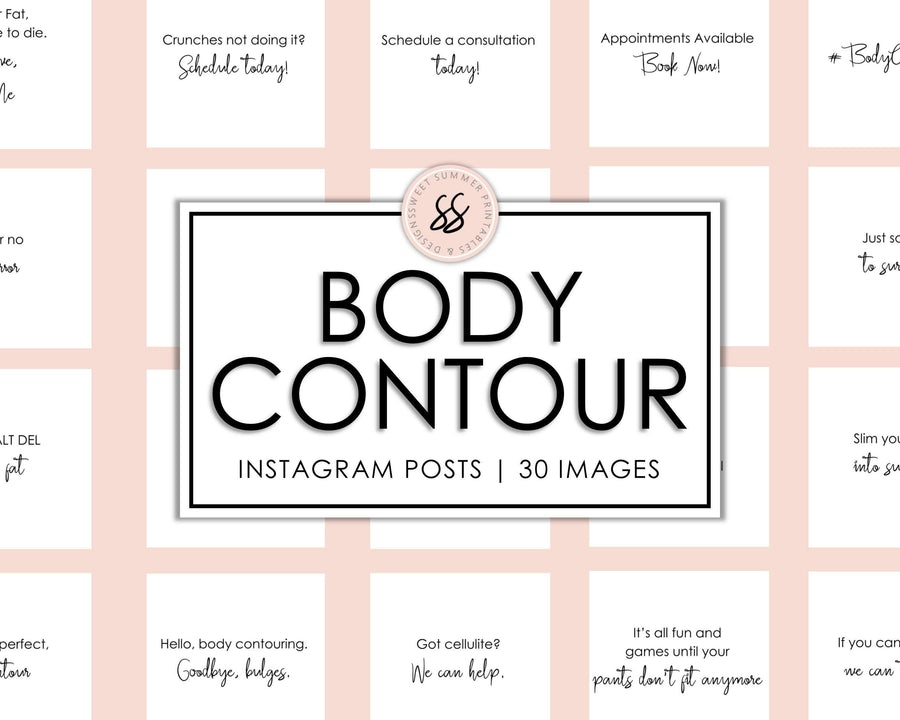 30 Body Contouring Instagram Posts - White & Black - Sweet Summer Designs
