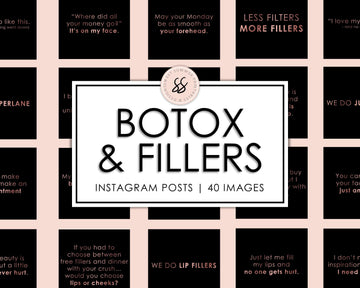 40 Botox and Facial Fillers Instagram Posts - Black & Rose Gold - Sweet Summer Designs