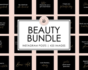425 Beauty Salon Instagram Posts - Black & Gold - Sweet Summer Designs