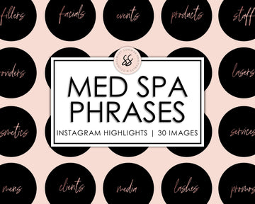 30 Med Spa Instagram Highlights - Black & Rose Gold - Sweet Summer Designs