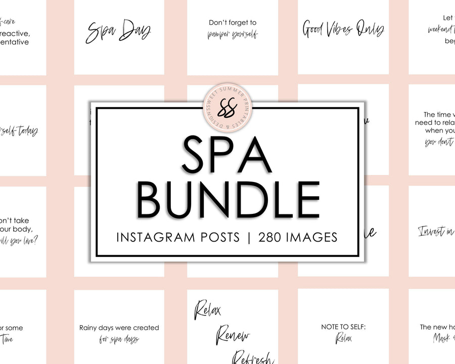 280 Instagram Spa Posts - Black and White Variety Pack - Sweet Summer Designs