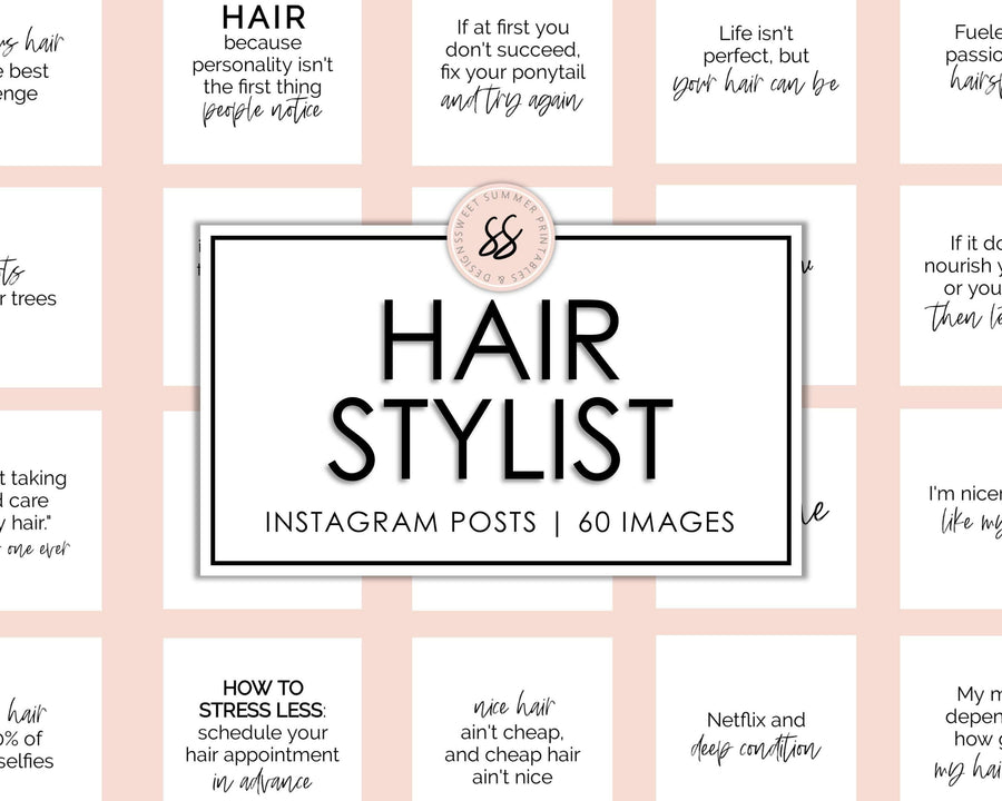 60 Hairstylist Instagram Posts - White & Black - Sweet Summer Designs