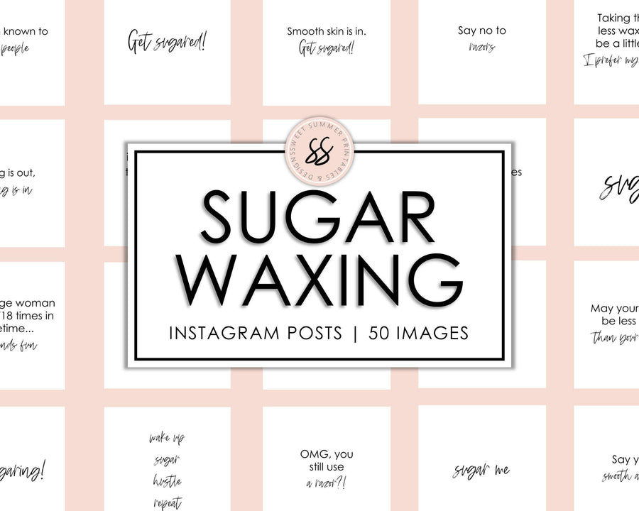 55 Sugar Waxing Instagram Posts - White & Black - Sweet Summer Designs