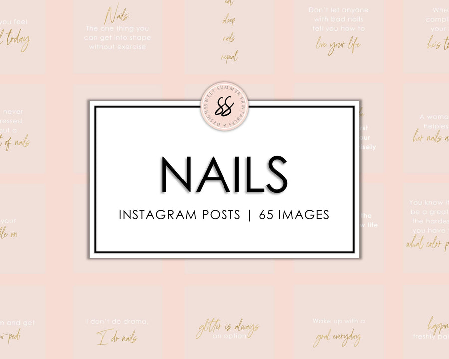 65 Nails Instagram Posts - Blush & Gold - Sweet Summer Designs