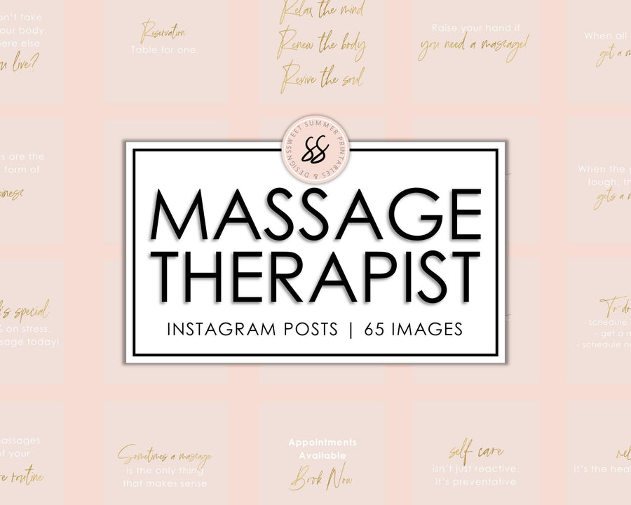 65 Massage Therapist Instagram Posts - Blush & Gold - Sweet Summer Designs