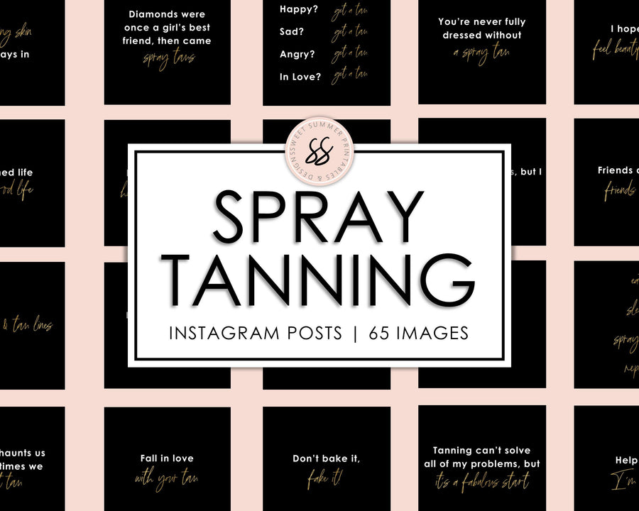 65 Spray Tanning Instagram Posts - Black & Gold - Sweet Summer Designs