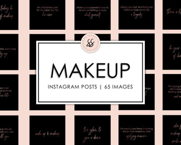 65 Makeup Instagram Posts - Black & Rose Gold - Sweet Summer Designs
