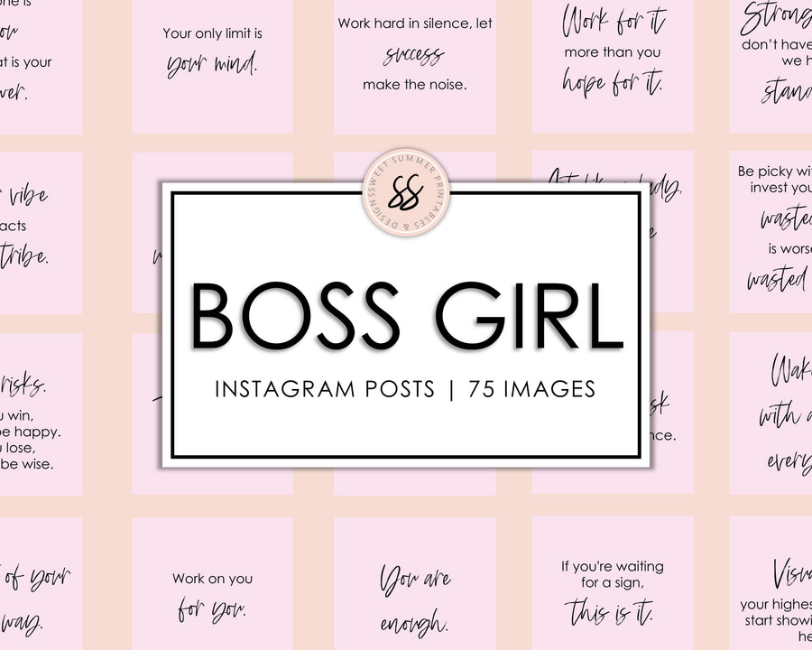 75 Boss Girl Instagram Posts - Pink & Black