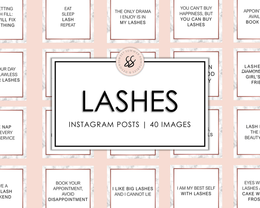 40 Lashes Instagram Posts - Marble - Sweet Summer Designs