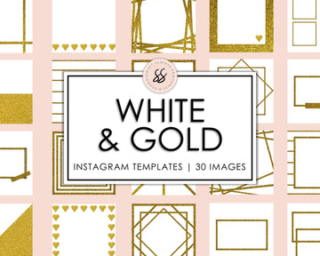 30 Instagram Background Templates - White & Gold - Sweet Summer Designs
