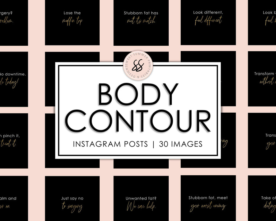 30 Body Contouring Instagram Posts - Black & Gold - Sweet Summer Designs