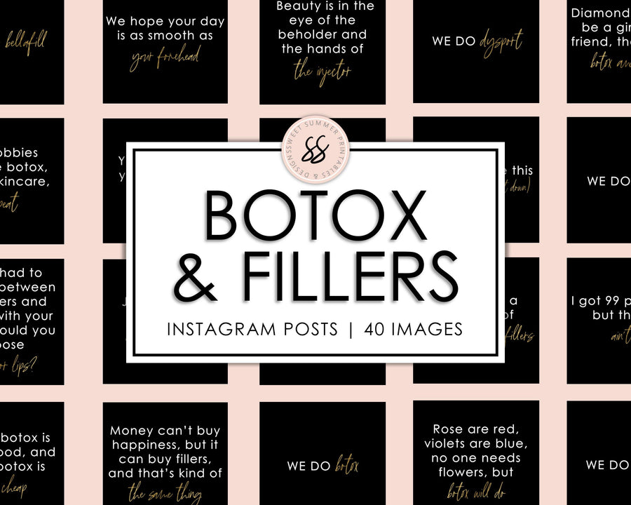 40 Botox and Facial Fillers Instagram Posts - Black & Gold - Sweet Summer Designs