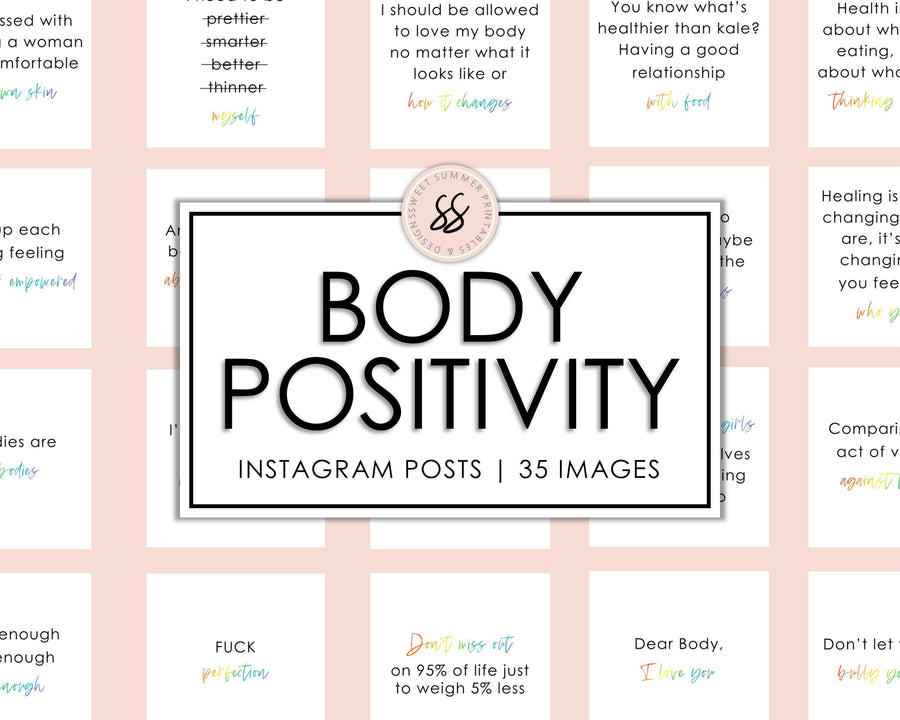 35 Body Positivity Instagram Posts - Rainbow - Sweet Summer Designs