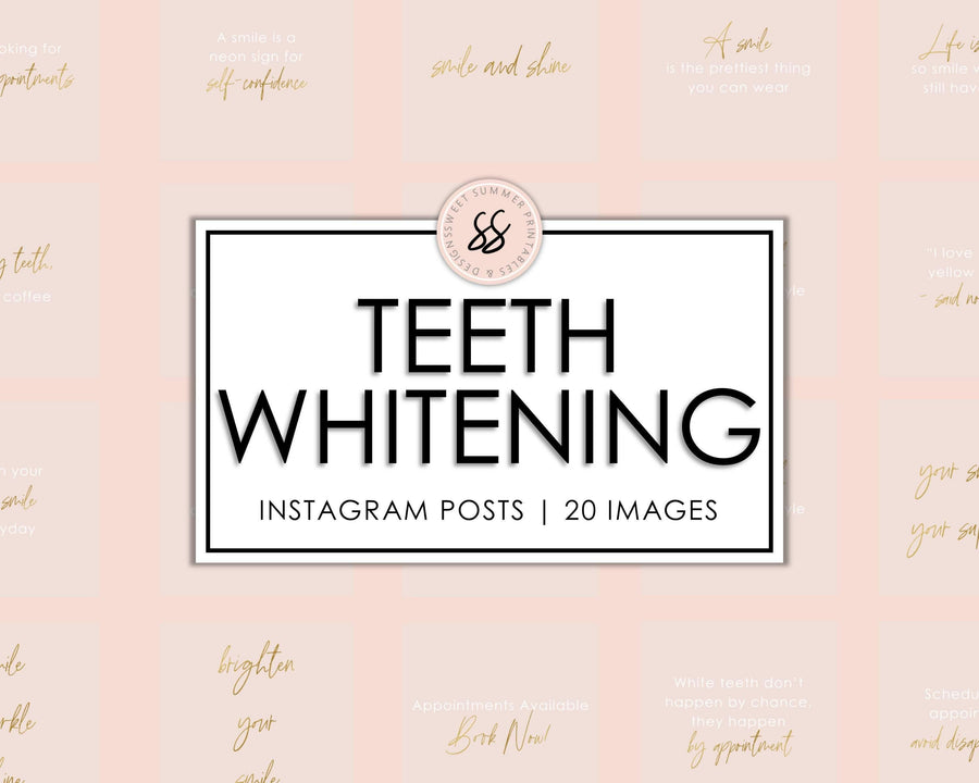 20 Teeth Whitening Instagram Posts - Blush and Gold - Sweet Summer Designs