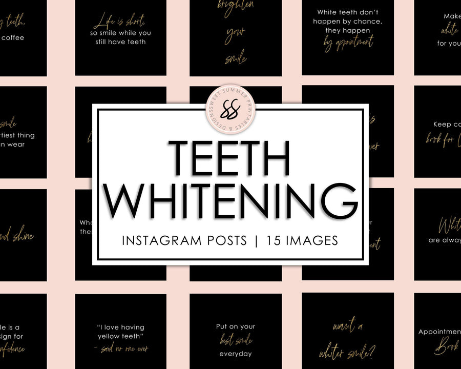 15 Teeth Whitening Instagram Posts - Black and White - Sweet Summer Designs