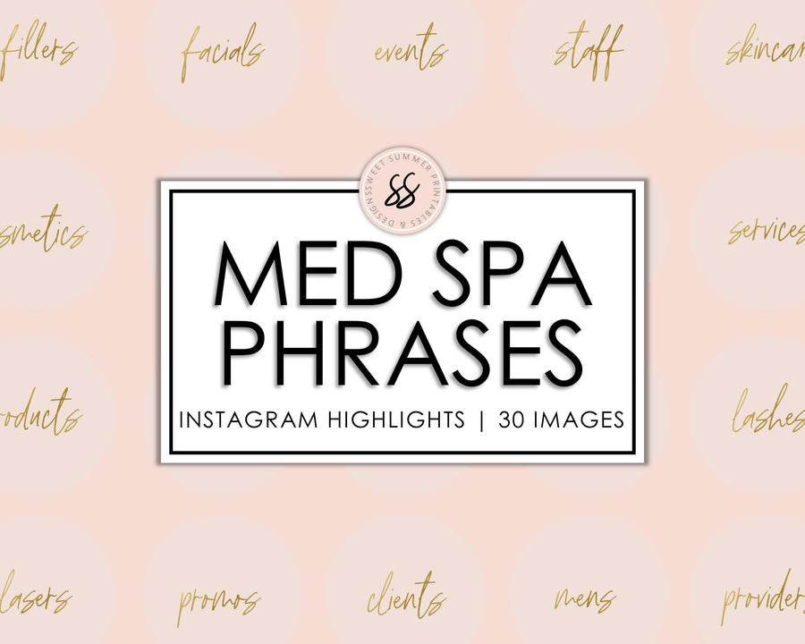 30 Med Spa Instagram Highlights - Blush & Gold - Sweet Summer Designs