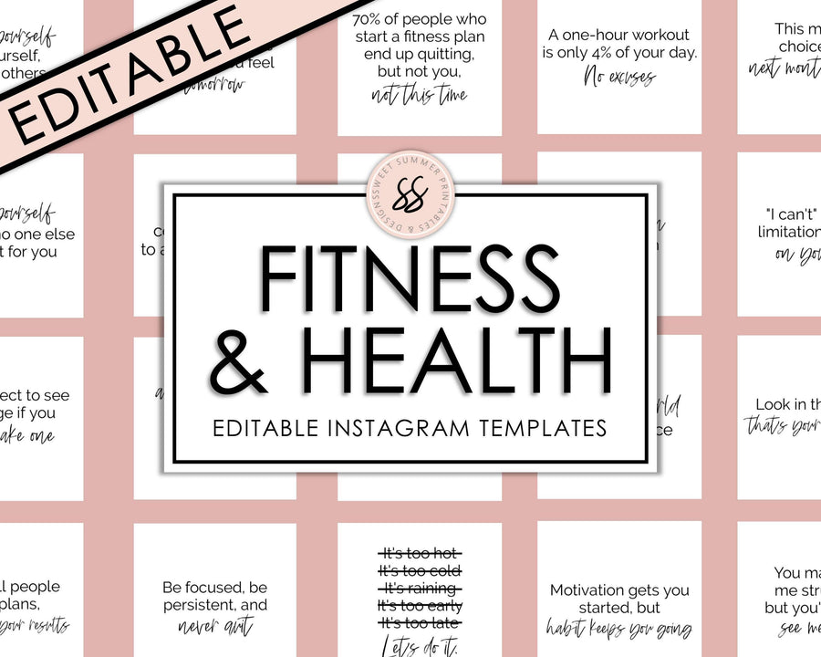 Editable Instagram Posts - Fitness & Health - Sweet Summer Designs