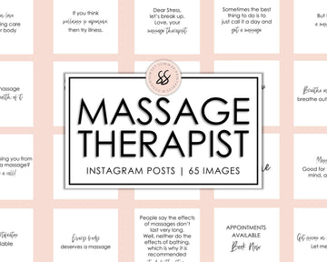 65 Massage Therapist Instagram Posts - White & Black - Sweet Summer Designs