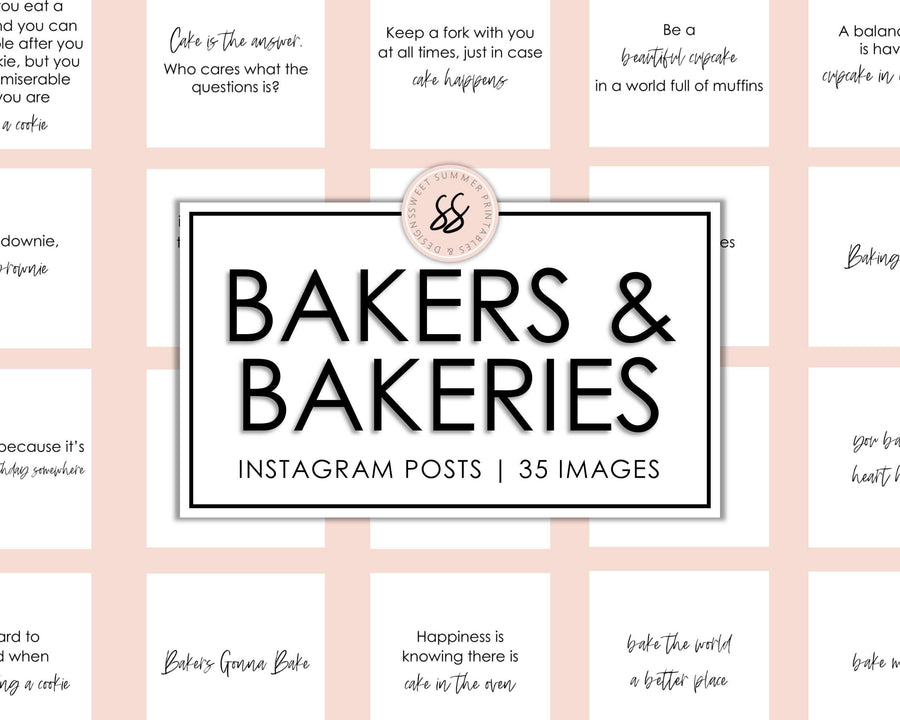 35 Bakery Instagram Posts - White & Black - Sweet Summer Designs