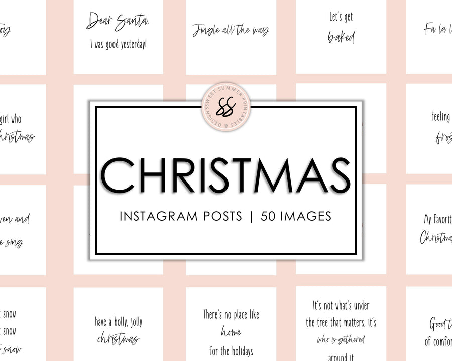 50 Christmas Instagram Posts - White & Black - Sweet Summer Designs