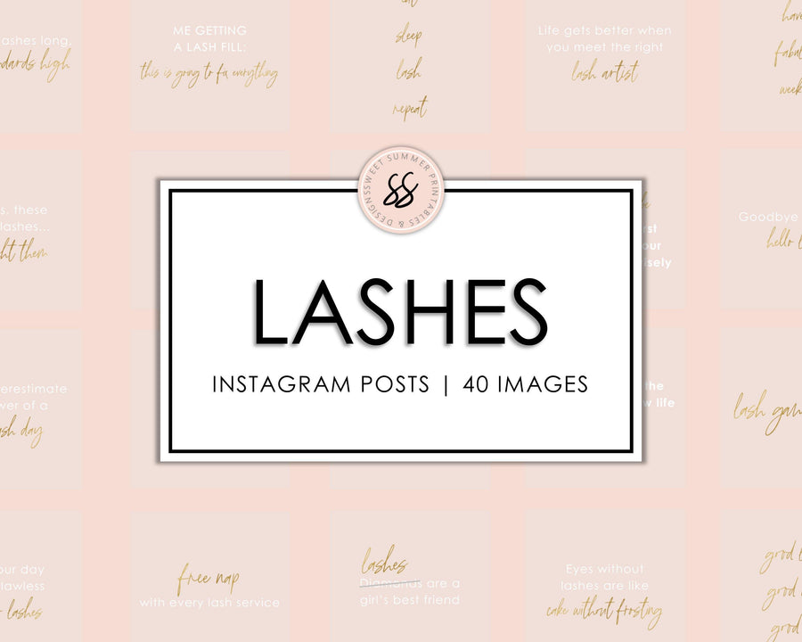 40 Lashes Instagram Posts - Blush & Gold - Sweet Summer Designs