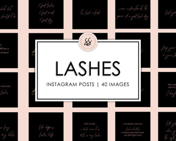 40 Lashes Instagram Posts - Black & Rose Gold - Sweet Summer Designs