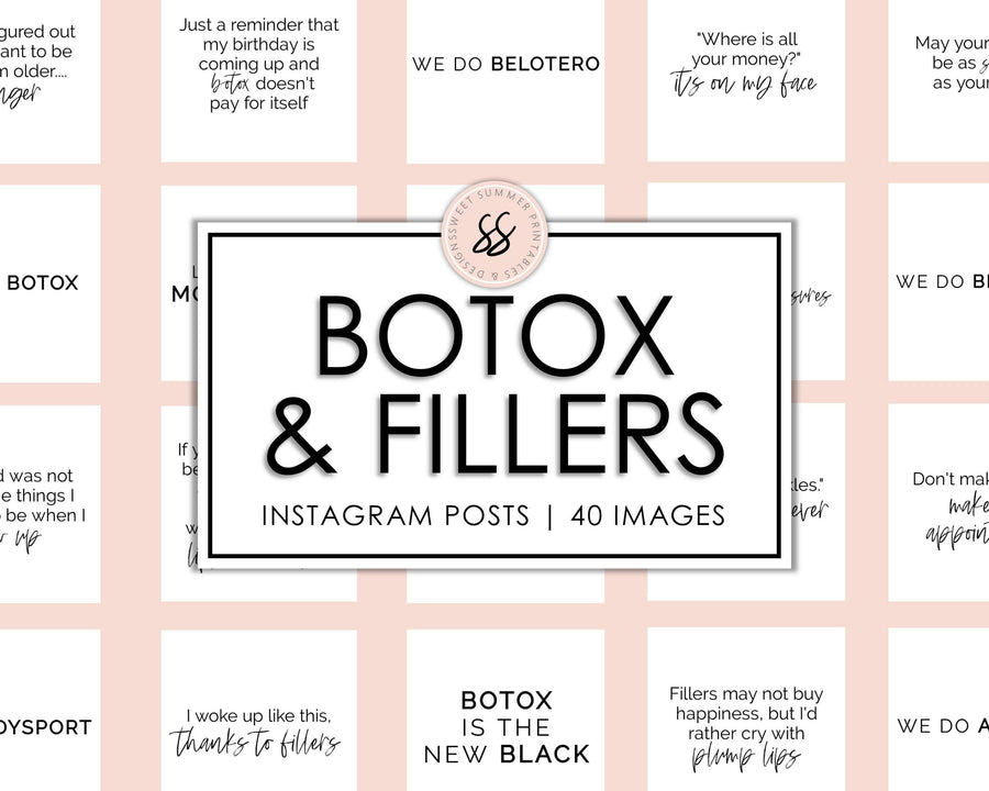40 Botox & Fillers Instagram Posts - White & Black - Sweet Summer Designs