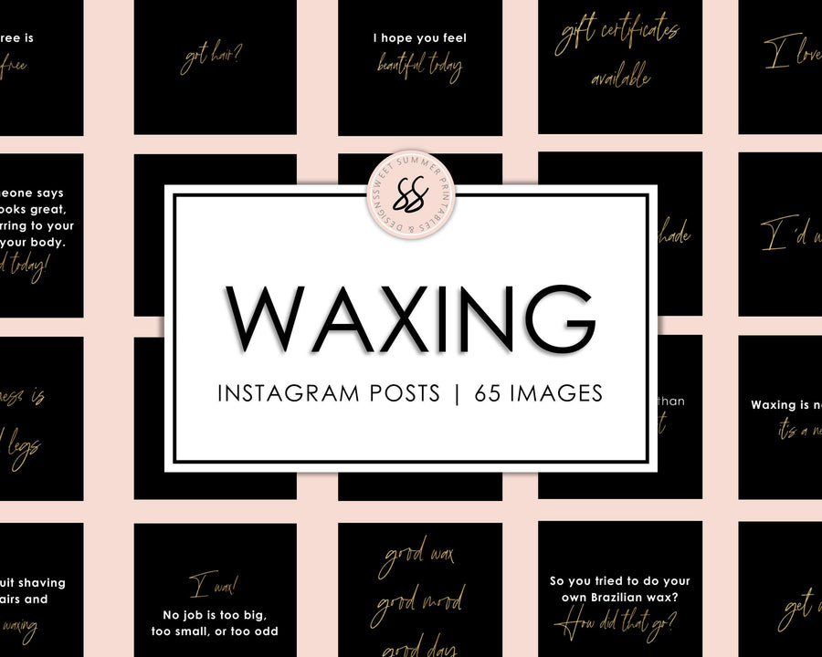 65 Waxing Instagram Posts - Black & Gold - Sweet Summer Designs