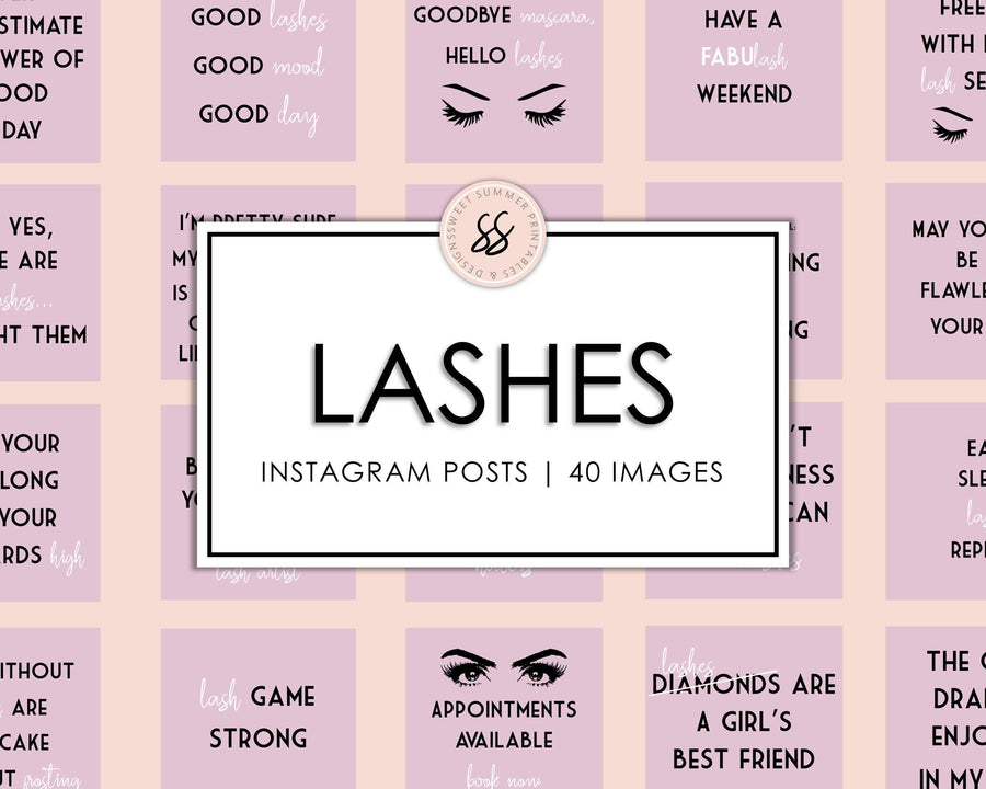 40 Lashes Instagram Posts - Pink & Black - Sweet Summer Designs