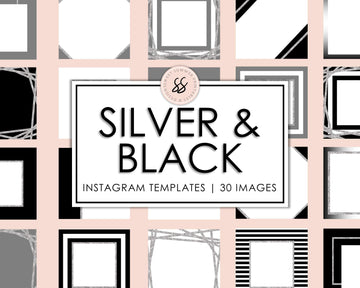 30 Instagram Background Templates - Silver & Black - Sweet Summer Designs
