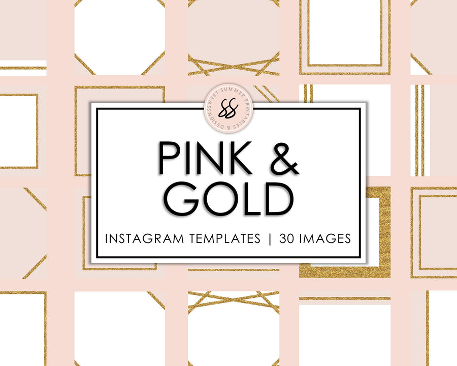 30 Instagram Background Templates - Pink & Gold - Sweet Summer Designs