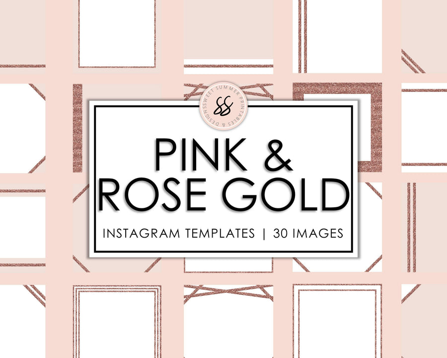 30 Instagram Background Templates - Pink & Rose Gold - Sweet Summer Designs