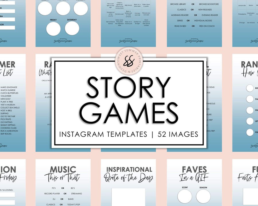 52 Instagram Story Games - Blue - Sweet Summer Designs