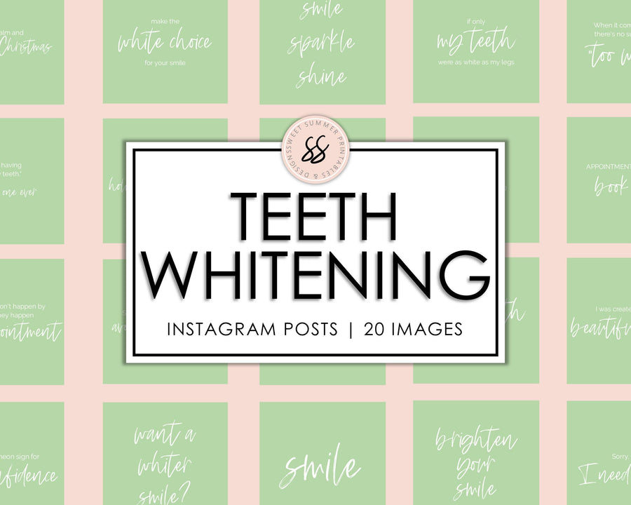 20 Teeth Whitening Instagram Posts - Spring Green - Sweet Summer Designs