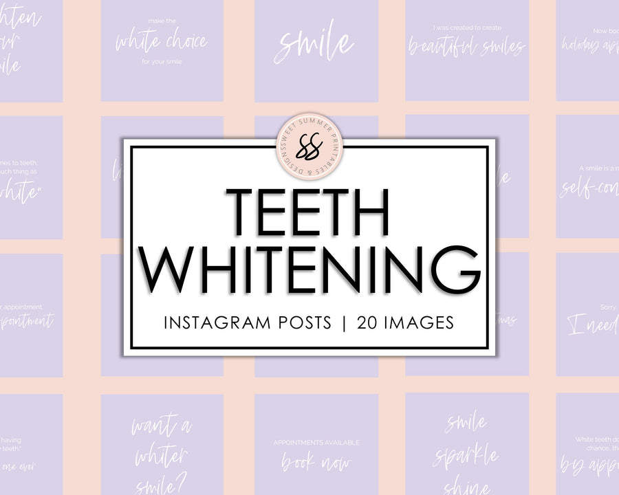20 Teeth Whitening Instagram Posts - Lavender - Sweet Summer Designs