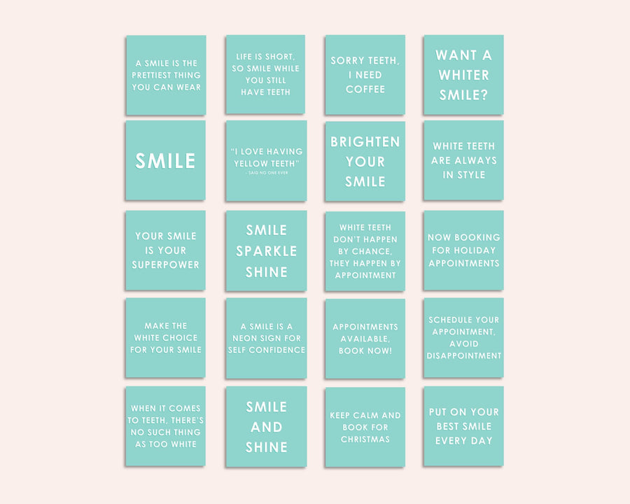 20 Teeth Whitening Instagram Posts - Teal - Sweet Summer Designs