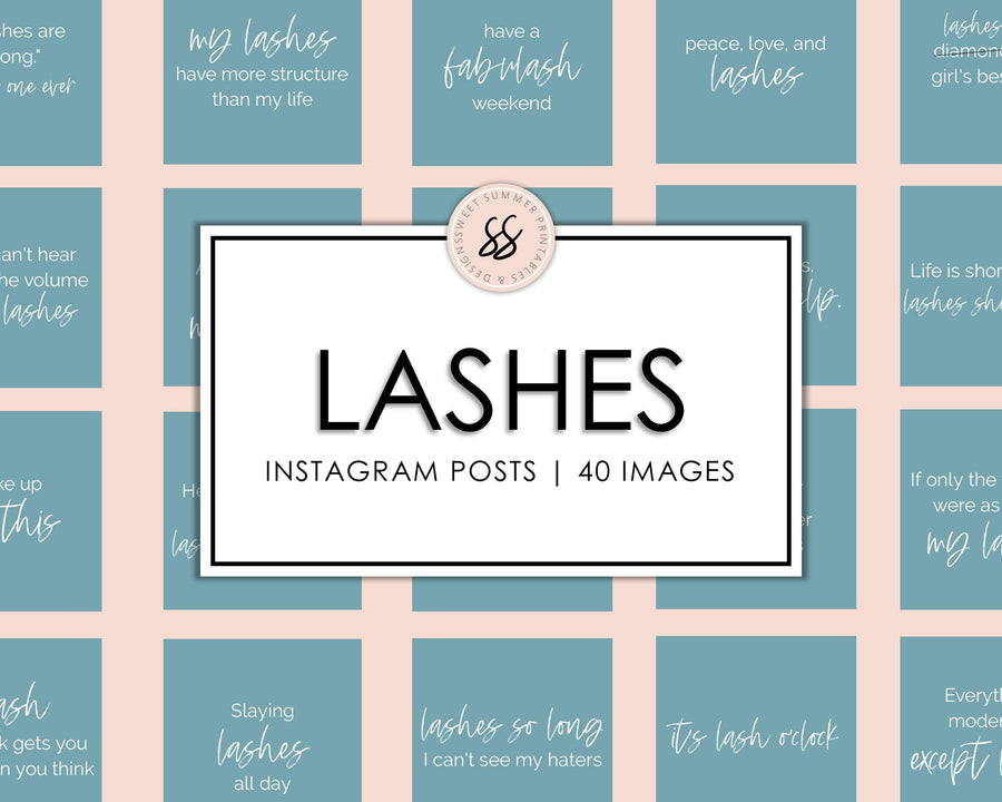 40 Lashes Instagram Posts - Teal - Sweet Summer Designs