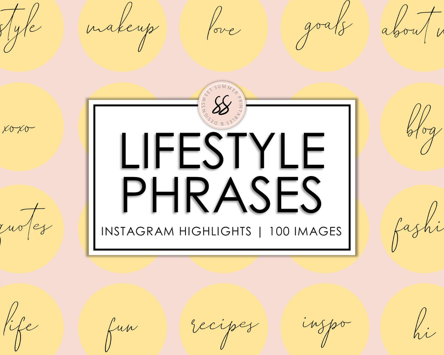 100 Lifestyle Instagram Highlights - Yellow - Sweet Summer Designs