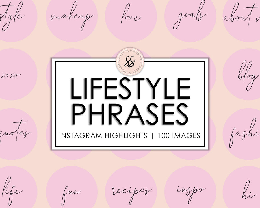 100 Lifestyle Instagram Highlights - Pink - Sweet Summer Designs