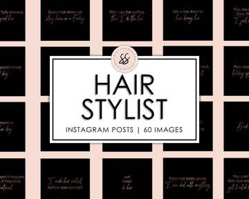 60 Hairstylist Instagram Posts - Black & Rose Gold - Sweet Summer Designs