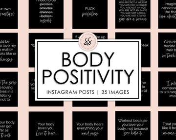 35 Body Positivity Instagram Posts - Black & White - Sweet Summer Designs