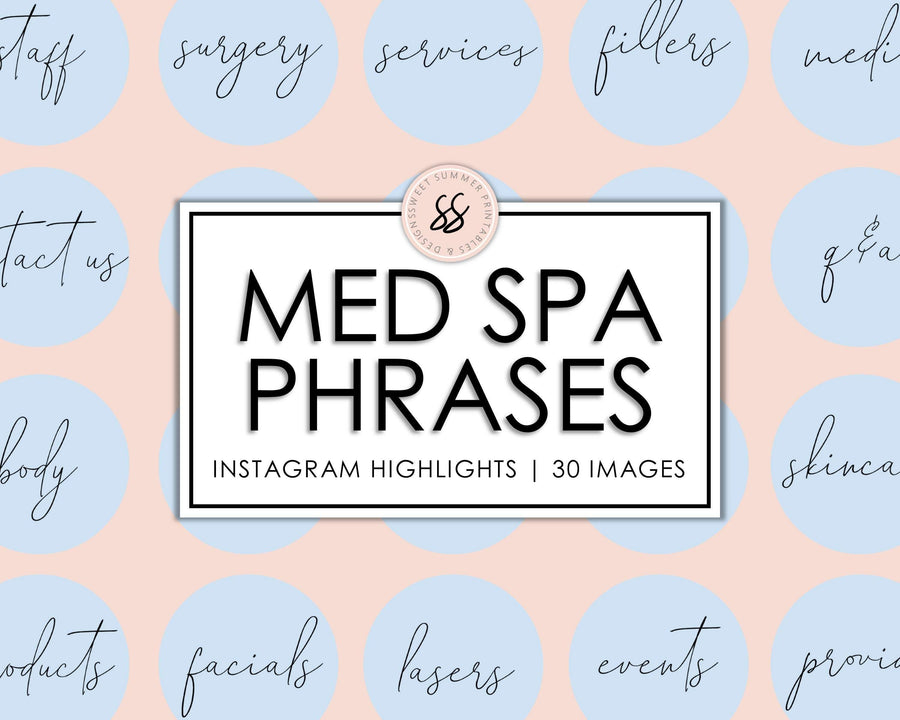 30 Med Spa Instagram Highlights - Blue - Sweet Summer Designs