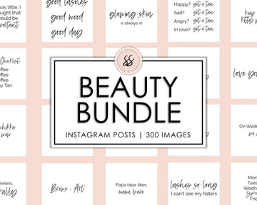 300 Beauty Instagram Posts - White & Black - Sweet Summer Designs