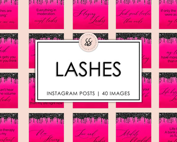 40 Lashes Instagram Posts - Black Glitter Drip - Sweet Summer Designs