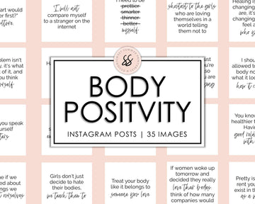35 Body Positivity Instagram Posts - White & Black - Sweet Summer Designs
