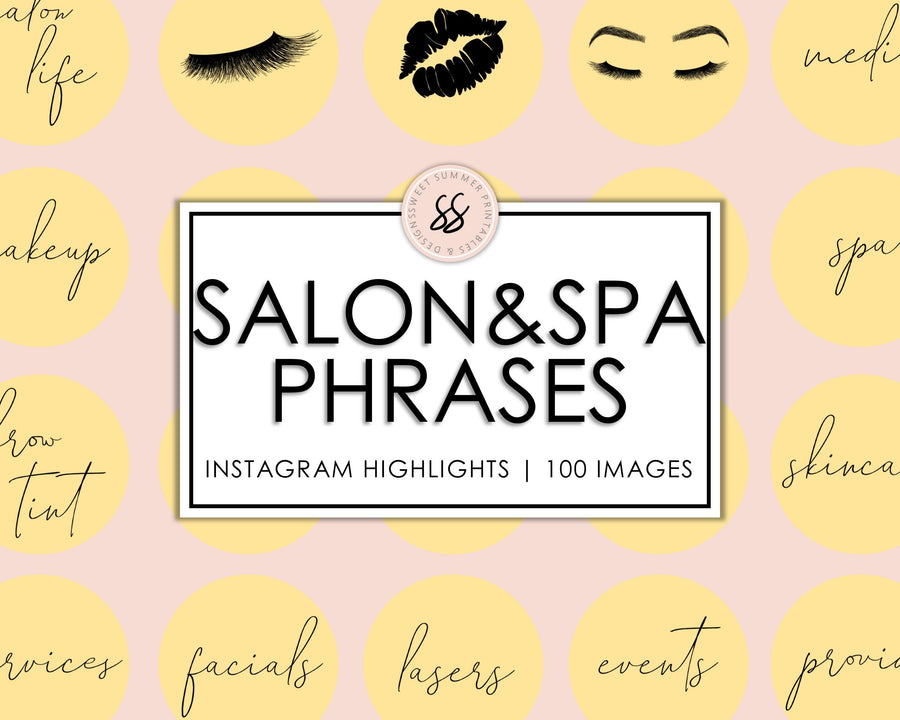 100 Beauty Salon & Spa Instagram Highlights - Yellow - Sweet Summer Designs